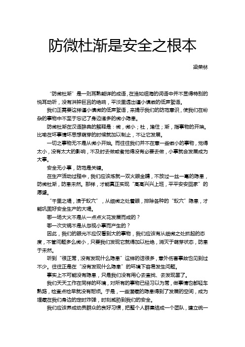 防微杜渐是安全之根本