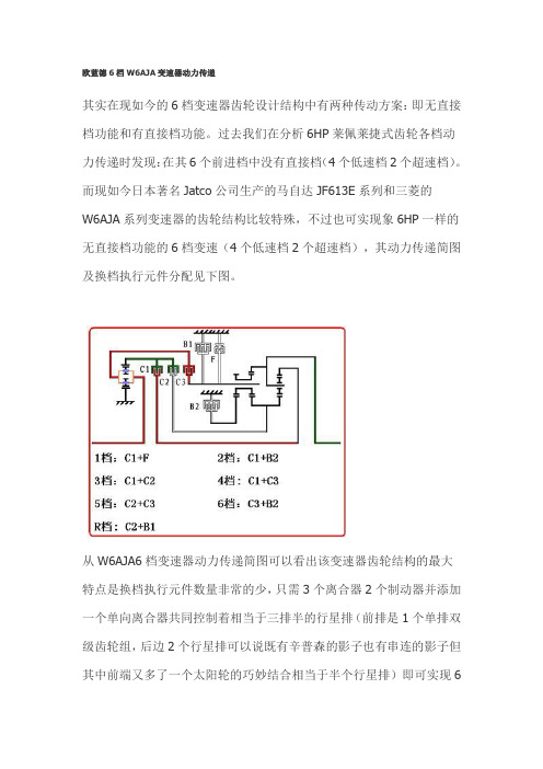 欧蓝德6档W6AJA变速器动力传递