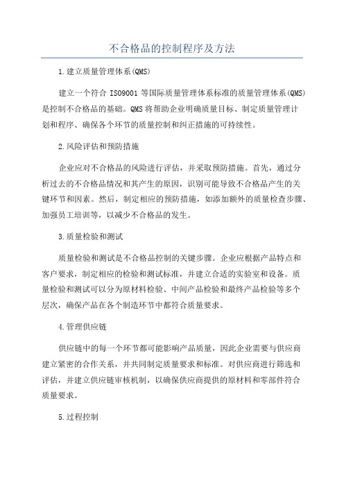 不合格品的控制程序及方法