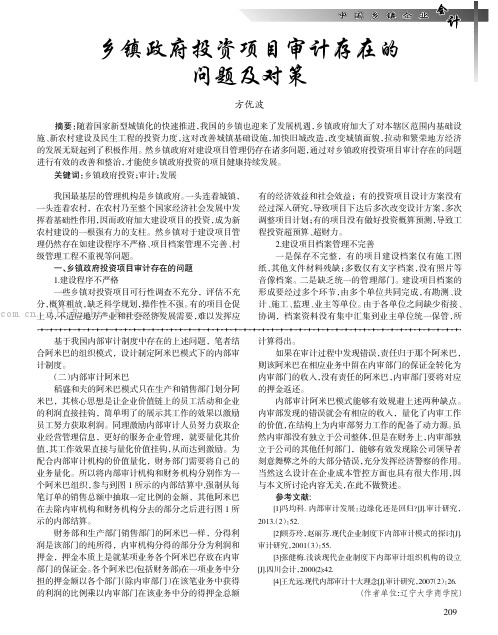 乡镇政府投资项目审计存在的问题及对策