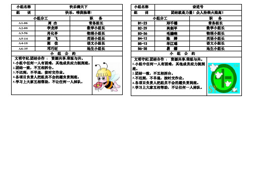 高效课堂 分组教学组名 组规 组训  绝实用表格 打印版