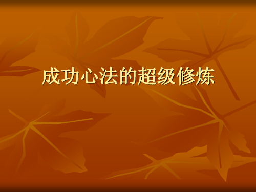 成功心法的超级修练,成功的十大步骤,成功修炼