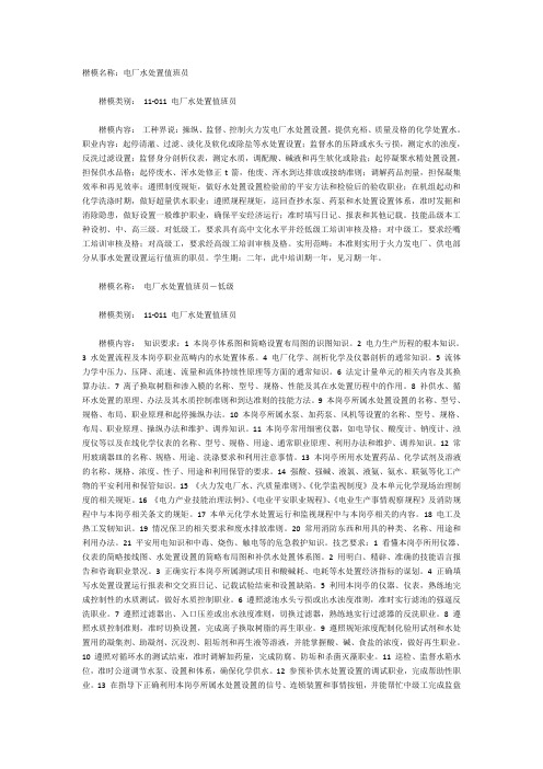 电厂水处置值班员国家职业标准