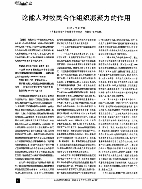 论能人对牧民合作组织凝聚力的作用