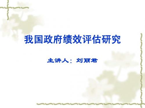 我国政府绩效评估研究