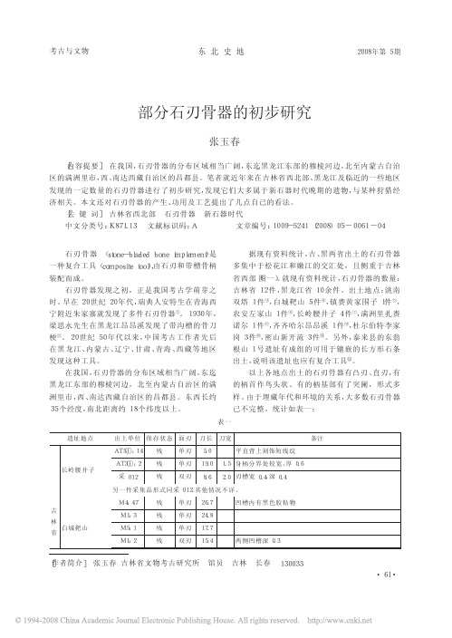 部分石刃骨器的初步研究