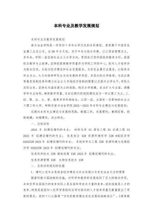 本科专业及教学发展规划