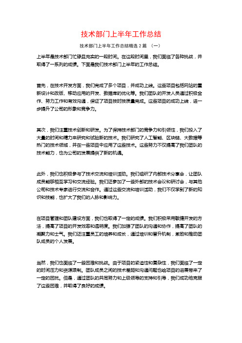技术部门上半年工作总结2篇