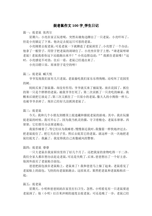 捉老鼠作文100字_学生日记