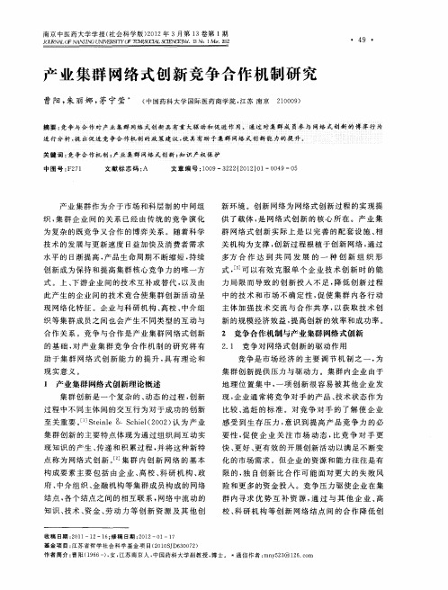 产业集群网络式创新竞争合作机制研究