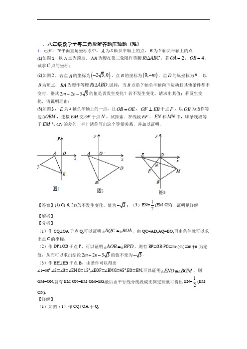 上海田林第三中学数学全等三角形单元培优测试卷