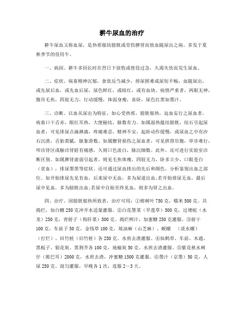 耕牛尿血的治疗