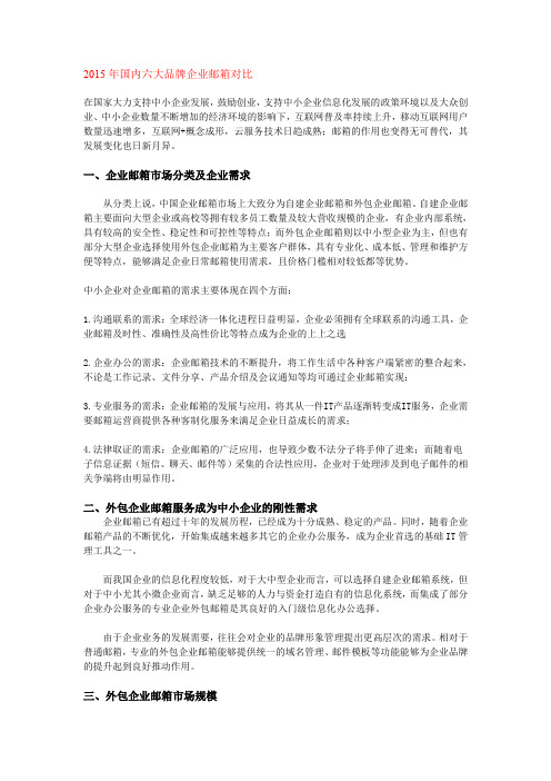 2015年国内六大品牌企业邮箱对比