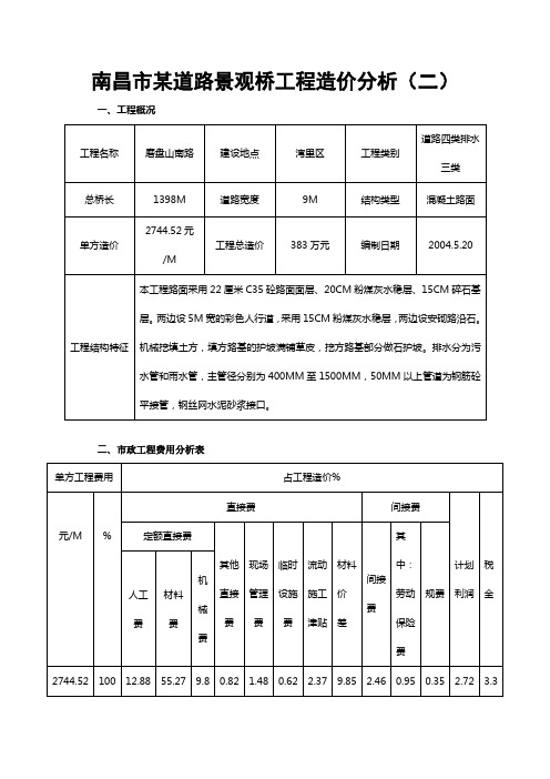 南昌市某道路景观桥工程造价分析(二)