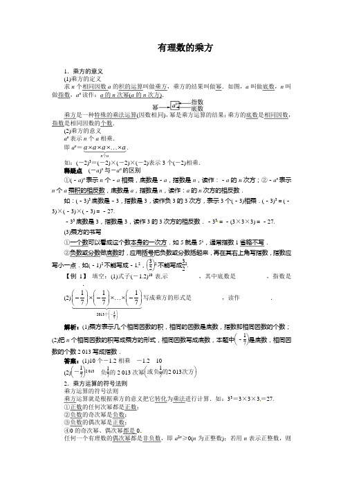 有理数的乘方例题与讲解