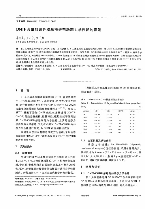 DNTF含量对改性双基推进剂动态力学性能的影响