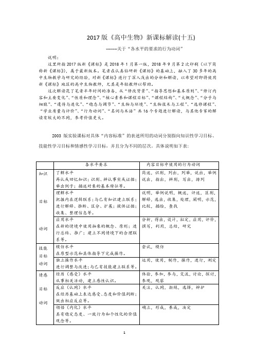 高中生物新课标解读15---行为动词