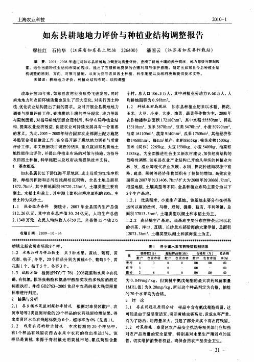 如东县耕地地力评价与种植业结构调整报告