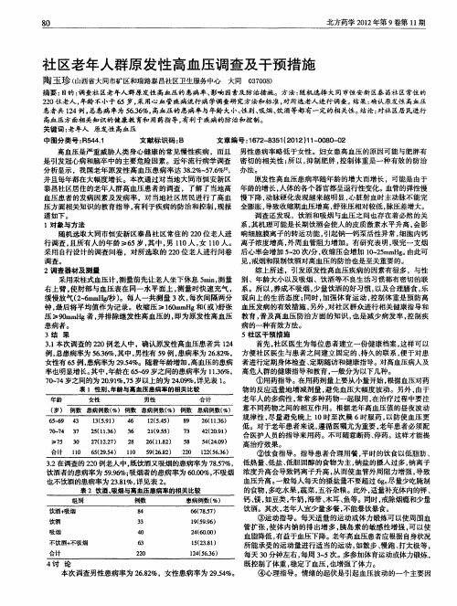 社区老年人群原发性高血压调查及干预措施