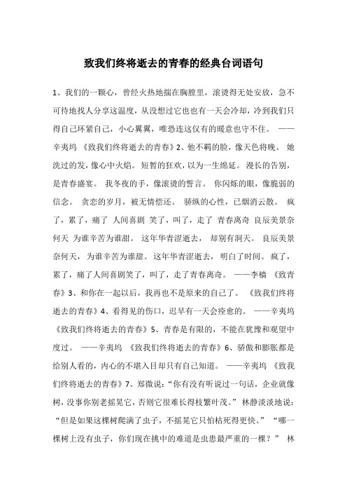 致我们终将逝去的青春的经典台词语句