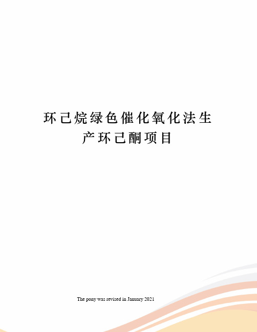 环己烷绿色催化氧化法生产环己酮项目