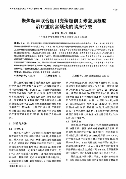 聚焦超声联合医用壳聚糖创面修复膜凝胶治疗重度宫颈炎的临床疗效