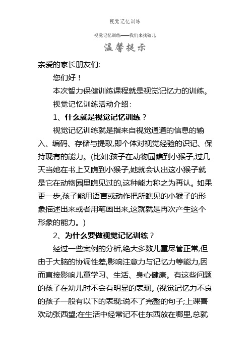 视觉记忆训练