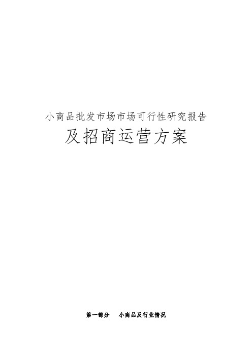 小商品批发市场市场可行性实施报告及招商运营方案