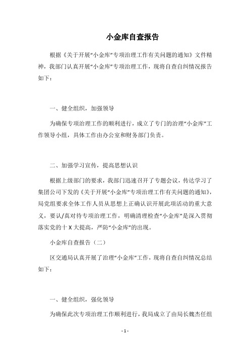 2019小金库自查报告