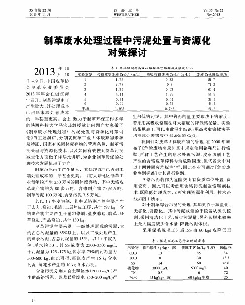 制革废水处理过程中污泥处置与资源化对策探讨