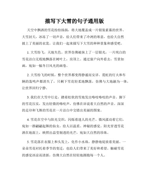 描写下大雪的句子通用版