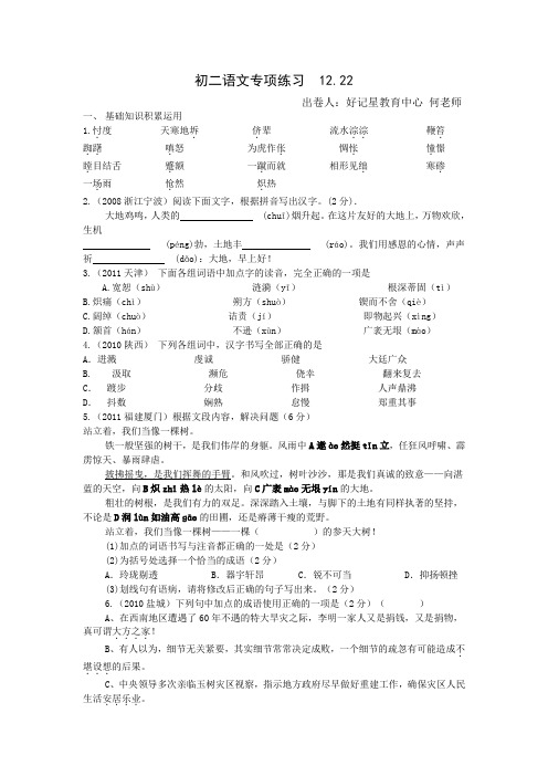 初二语文专项练习  