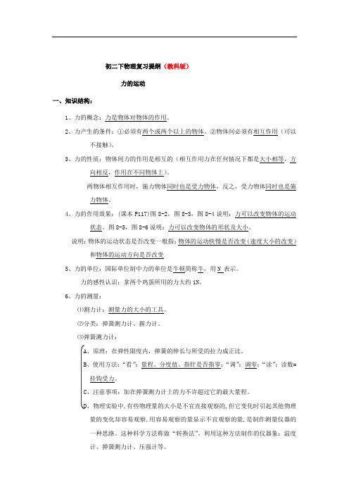 八年级物理下册提纲(教科版)