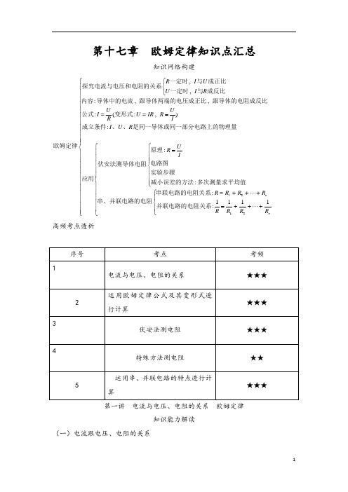 中考九年级物理欧姆定律知识点汇总