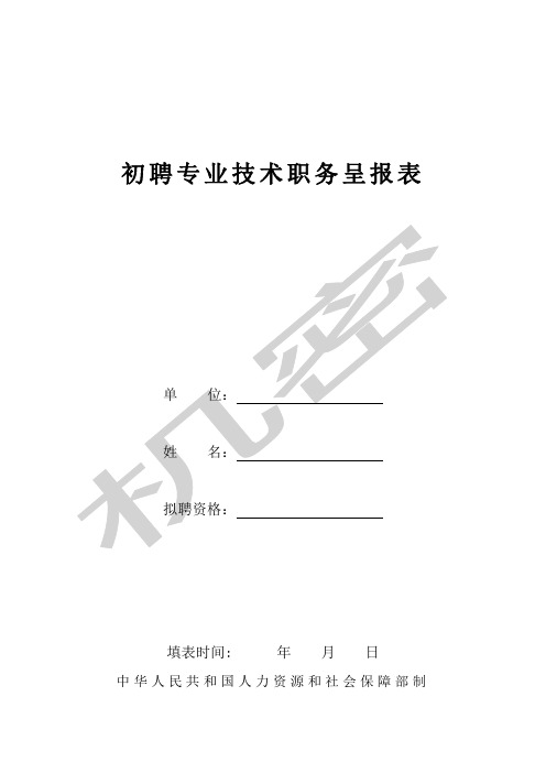 初聘专业技术职务呈报表