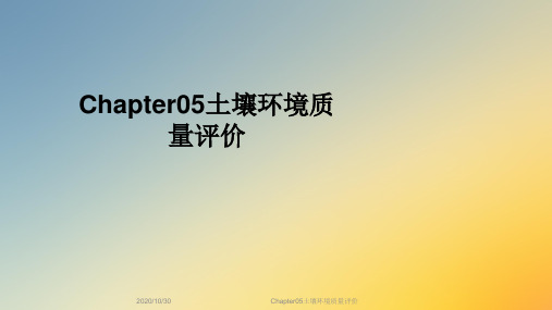 Chapter05土壤环境质量评价
