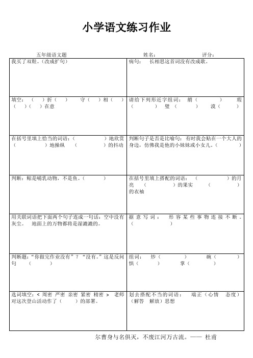 小学五年级语文提高训练III (50)