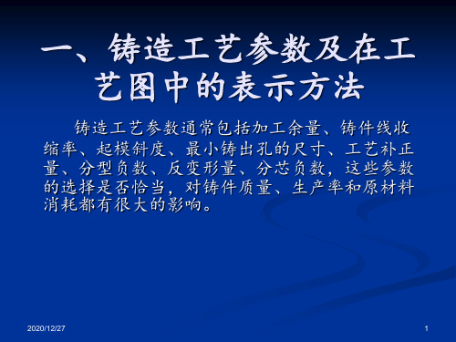 铸造工艺参数及在工艺图中的表示方法 ppt课件