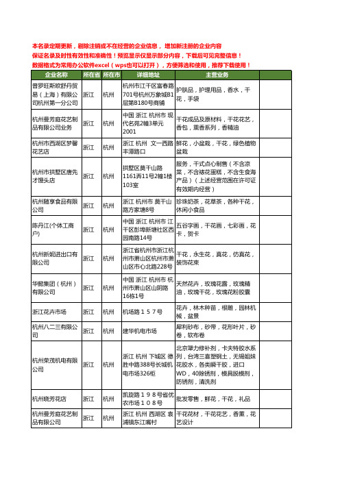 新版浙江省杭州干花工商企业公司商家名录名单联系方式大全51家