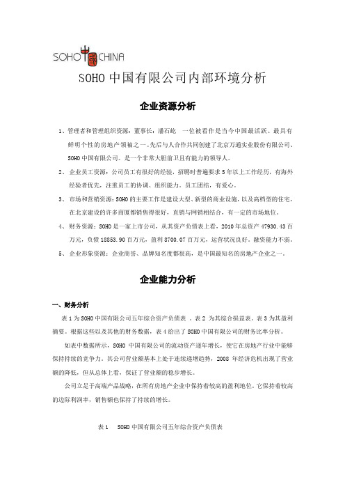 soho中国有限公司的内部环境分析