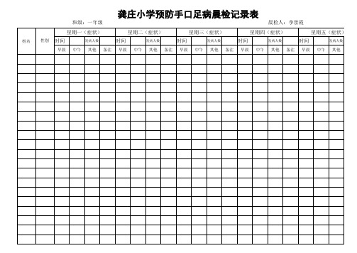 手足口病晨检表