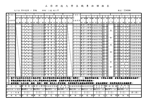 正修科技大学在职专班课程表