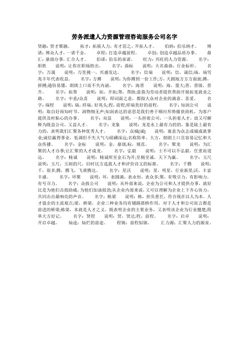 劳务派遣人力资源管理咨询服务公司名字
