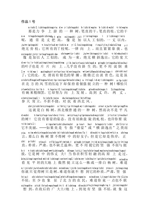 白杨礼赞原文注音版