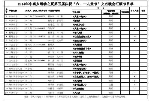 2014节目单