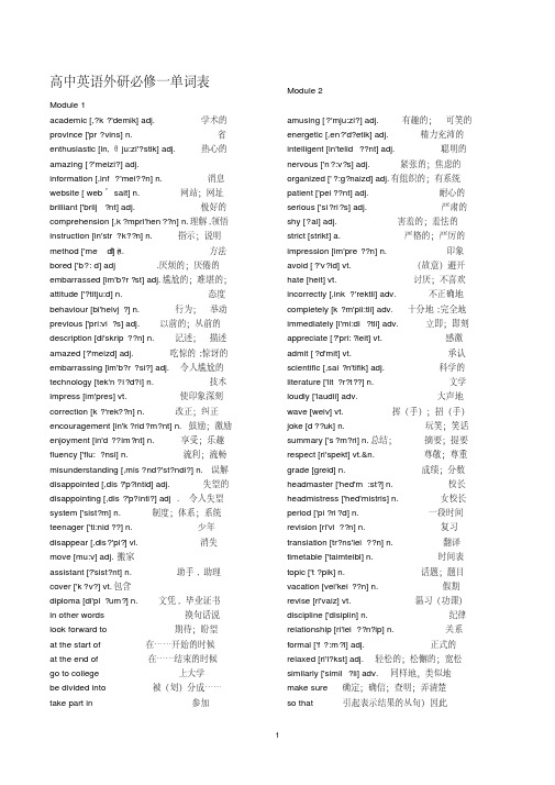 【精品】外研版高中英语必修1—5单词表-最全单词表!!