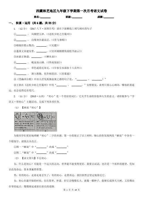 西藏林芝地区九年级下学期第一次月考语文试卷