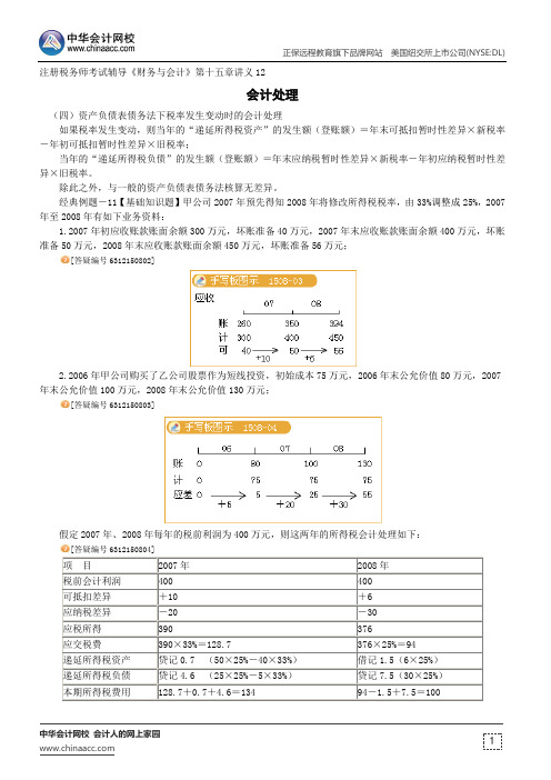 会计处理--注册税务师考试辅导《财务与会计》第十五章讲义12