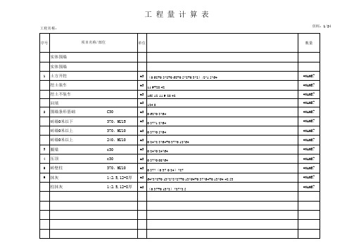 工程量计算表格模板(非常好用—)