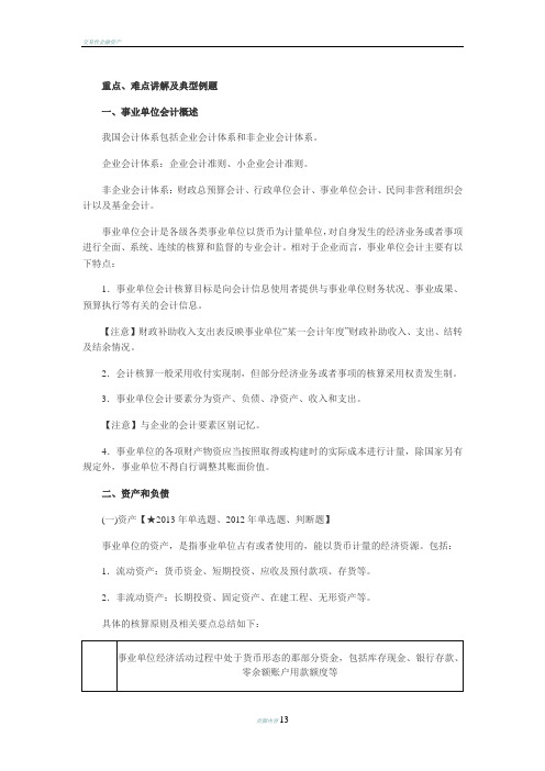 初级会计实务重难点及例题范文
